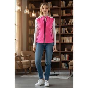 BLAST Sport Pink Fleece Knit Vest Bright Pink Zipper Size M